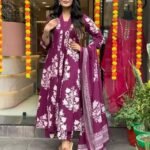 Women Viscose Purple Straight Kurta And Pant Set With Dupatta