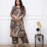 Women Black Printed Viscose Rayon Kurta & Pant Set