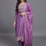 Women Pink Embroidery silk Kurta And Pant Set With Dupatta