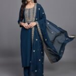 Women Embroidery Straight Kurta And Pant set with Dupatta