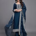 Women Embroidery A-Line Kurta And Pant set with Dupatta