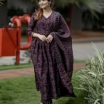 Women Viscose Maroon Anarkali Kurta And Pant Set With Dupatta