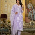 Women Purple Embroidery Viscose Rayon Kurta, Pant And Dupatta Set