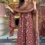 Women Viscose Maroon A-Line Kurta And Pant Set With Dupatta - Copy