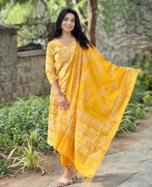 Women Viscose Yellow Straight Kurta And Pant Set With Dupatta