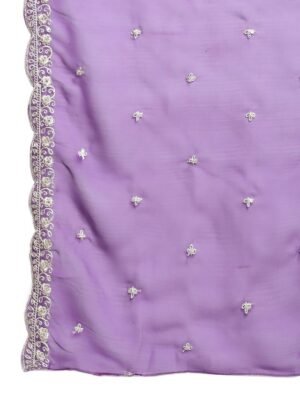 Women Embroidery Straight Purple Kurta And Pant set with Dupatta