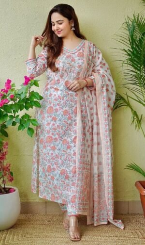 Women Printed Viscose Rayon Kurta, Pant And Dupatta Set