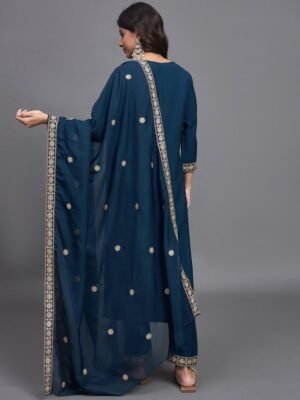 Women Embroidery Straight Kurta And Pant set with Dupatta