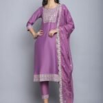 Women Pink Embroidery silk Kurta And Pant Set With Dupatta