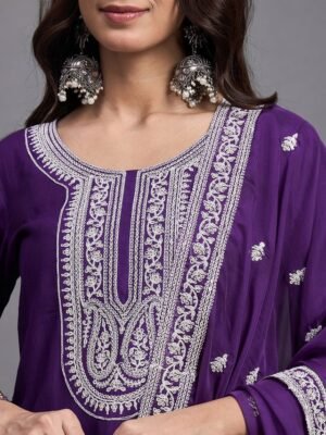 Women Embroidery A-Line Kurta And Pant set with Dupatta