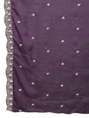 Women Embroidery Straight Wine Kurta And Pant set with Dupatta